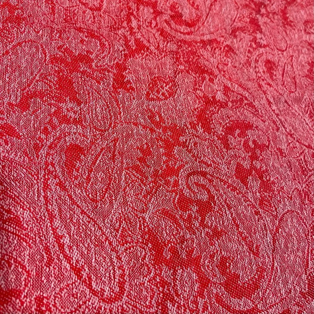 Pashmina Red & Pink Paisley Silk‎ Blend Fringed Shawl, OS